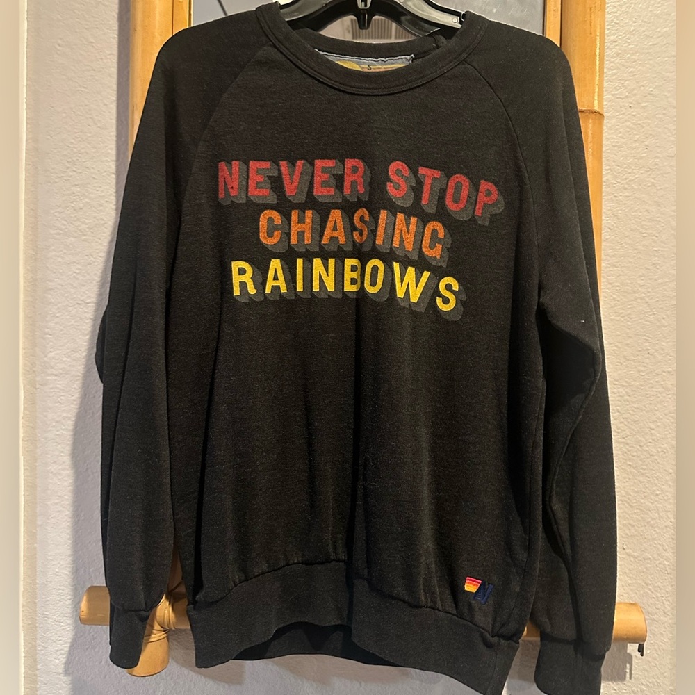 Aviator Nation EUC NEVER STOP CHASING RAINBOWS CREW SWEATSHIRT - Picture 3 of 14